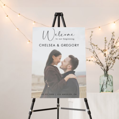 Welcome to Our Beginning Faded Photo Wedding Foam Board