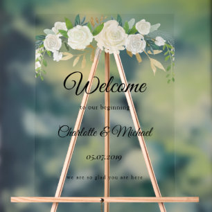 Welcome to our beginning! foam board acrylic sign
