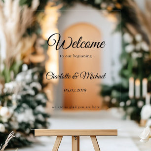 Welcome to our beginning! foam board acrylic sign