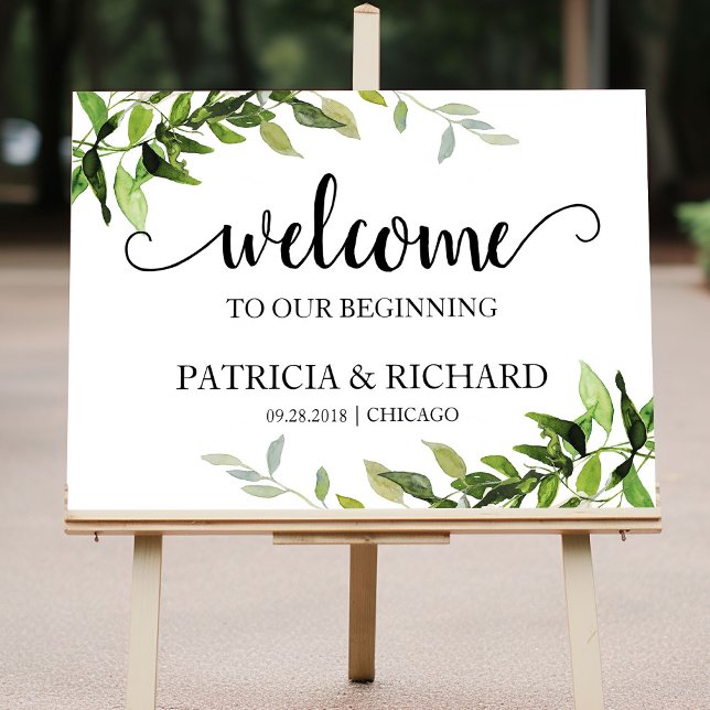 Welcome To Our Beginning Greenery Wedding Foam Board (Creator Uploaded)