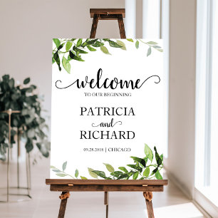 Welcome To Our Beginning Greenery Wedding Foam Board