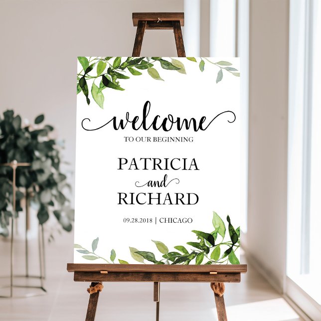 Welcome To Our Beginning Greenery Wedding Foam Board (Creator Uploaded)