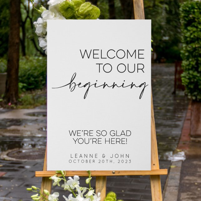 Welcome To Our Beginning Minimal Wedding Sign (Creator Uploaded)