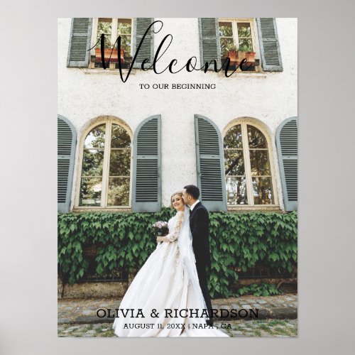Welcome to Our Beginning Photo Wedding Sign Poster