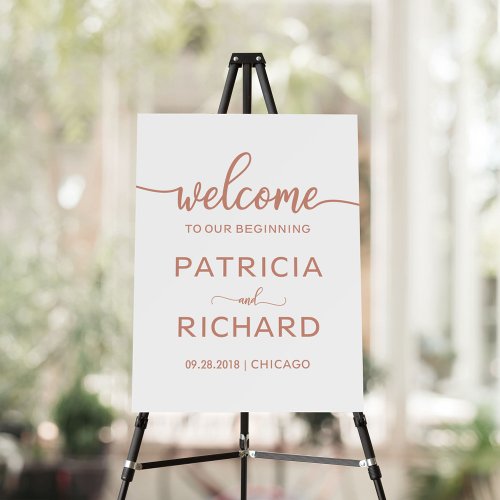 Welcome to our Beginning Rose Gold Wedding Sign