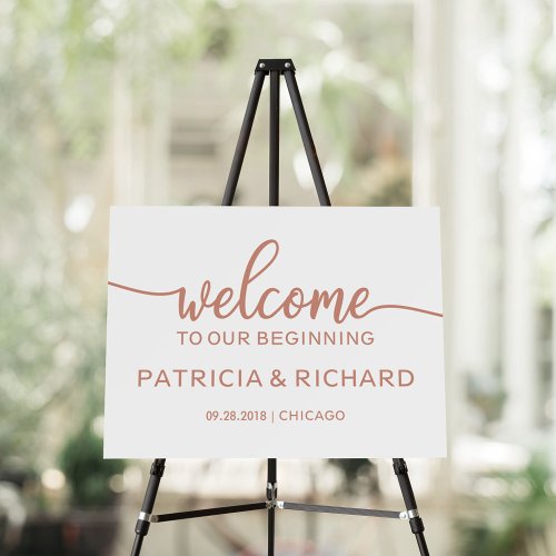 Welcome to Our Beginning Rose Gold Wedding Sign