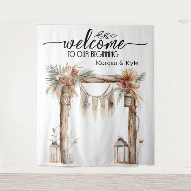 Welcome to Our Beginning – Rustic Wedding Backdrop (Front)