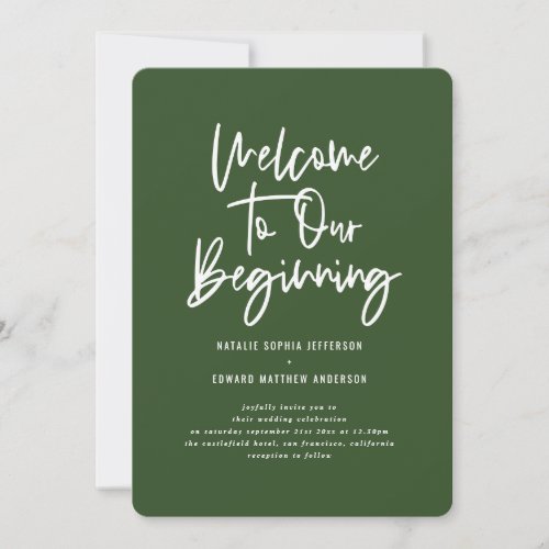 Welcome to our beginning tropical foliage wedding announcement