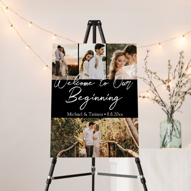 welcome to our beginning wedding 4 photos collage  foam board (In Situ (Stand))