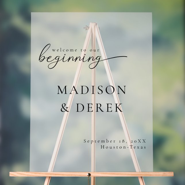 " WELCOME TO OUR BEGINNING" Wedding Acrylic Sign (Neutral)