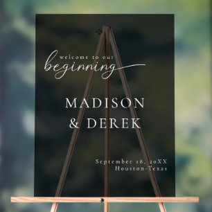" WELCOME TO OUR BEGINNING" Wedding Black Acrylic Sign