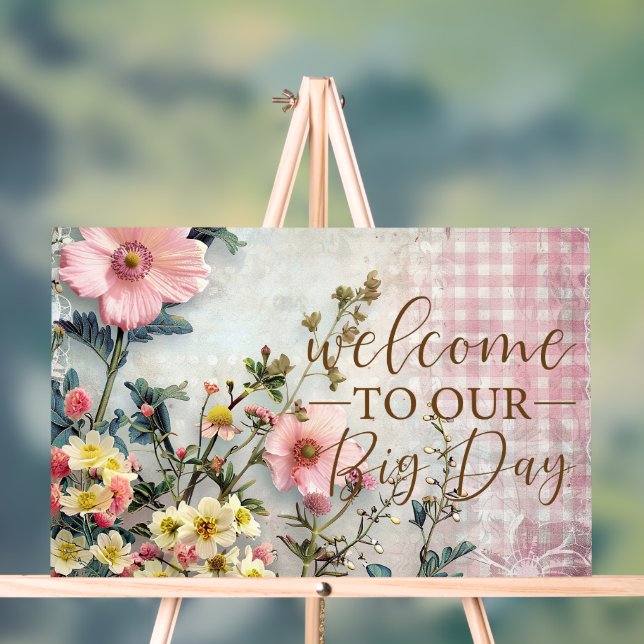 Welcome To Our Big Day Quote Acrylic Sign (Neutral)