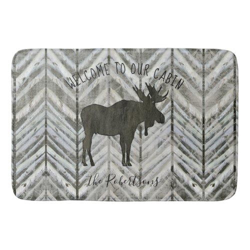 Welcome to our Cabin Moose Rustic Lodge Bath Decor Bath Mat