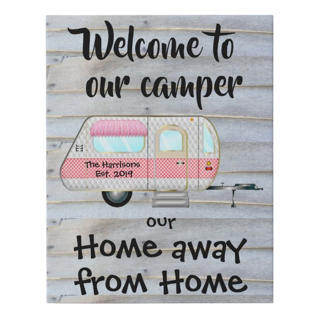 Welcome To Our Camper (Pink) - Home Away From Home Faux Canvas Print (Front)