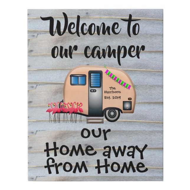 Welcome To Our Camper (yellow)-Home Away From Home Faux Canvas Print (Front)
