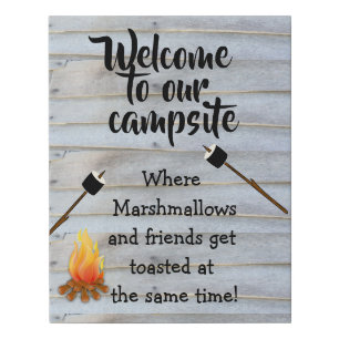 Welcome To Our Campsite Faux Canvas Print