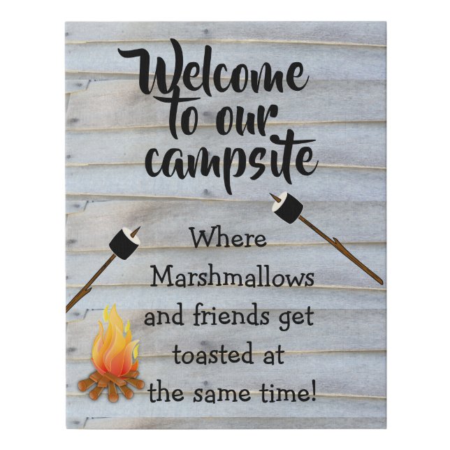 Welcome To Our Campsite Faux Canvas Print (Front)
