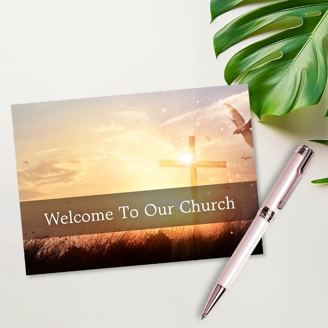 Welcome To Our Church Visitors Cross Sunrise Card (Welcome To Our Church Visitors Cross Sunrise Visitors Card)