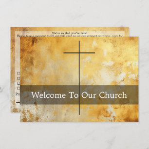 Welcome To Our Church Visitors Gold Cross Card