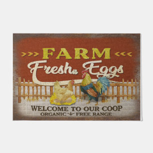 welcome To Our Coop Mat, Retro Farm  Doormat