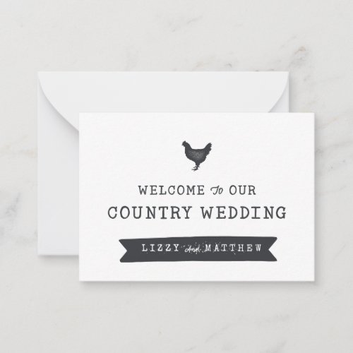 Welcome to our Country Wedding Modern Rustic Note Card