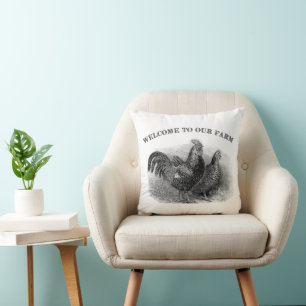 Welcome to our Farm Chicken Rooster Vintage pillow