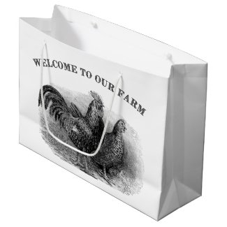 Welcome to our Farm Vintage rooster chicken party Large Gift Bag