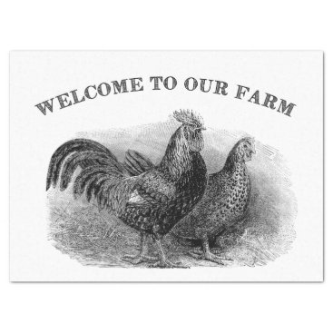 Welcome to our Farm Vintage rooster chicken tissue Tissue Paper