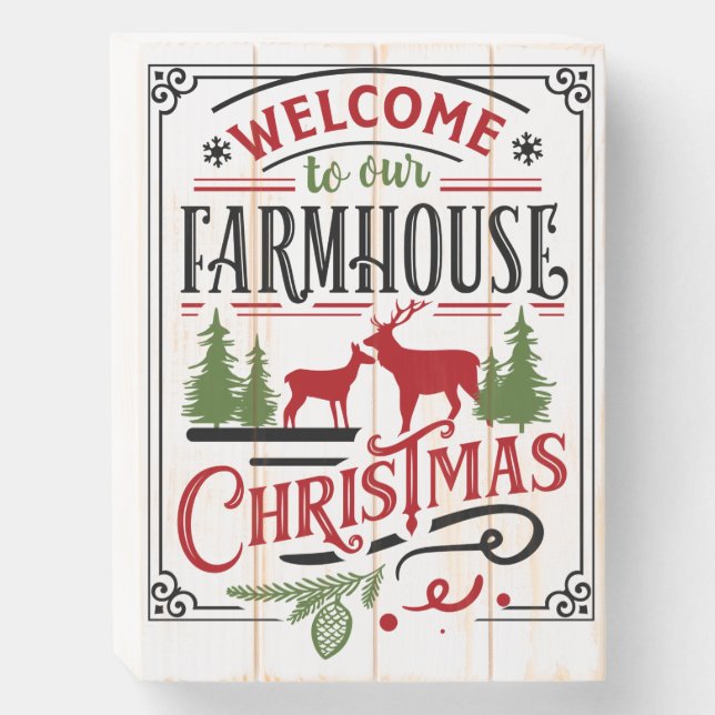 Welcome to Our Farmhouse Christmas Wooden Box Sign (Front Vertical)
