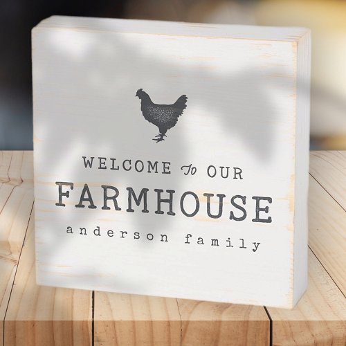 Welcome to our Farmhouse Country Rustic Chicken Wooden Box Sign