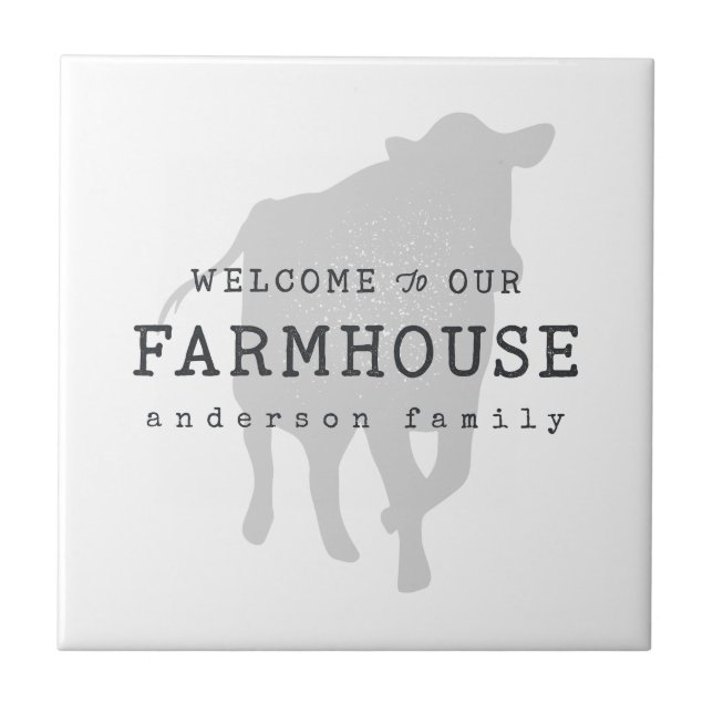 Welcome to our Farmhouse Country Rustic Cow Ceramic Tile (Front)
