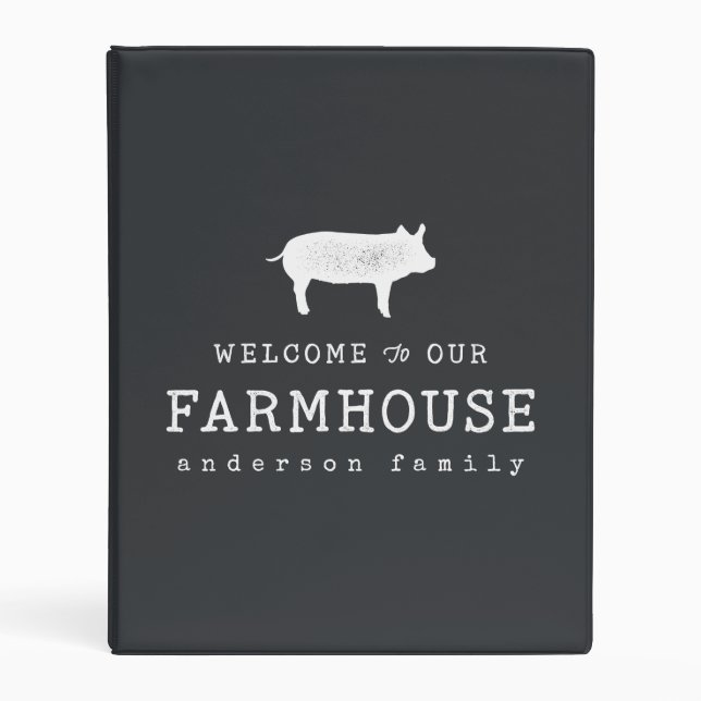 Welcome to our Farmhouse Country Rustic Pig Hog Mini Binder (Front)