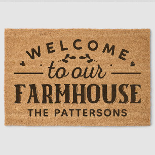 Welcome To Our Farmhouse Personalized Name Fiber Doormat