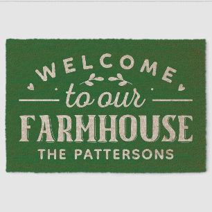 Welcome To Our Farmhouse Personalized Name Fiber Doormat
