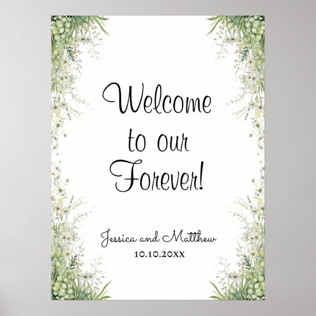 Welcome to our Forever Dusty Sage Wedding  Poster (Front)