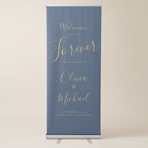 Welcome To Our Forever Elegant Wedding Retractable Banner