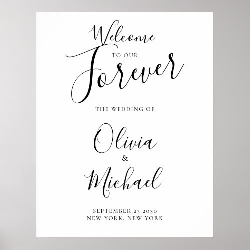 Welcome To Our Forever Elegant Wedding Sign