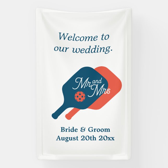 Welcome to our fun pickleball wedding banner (Vertical)