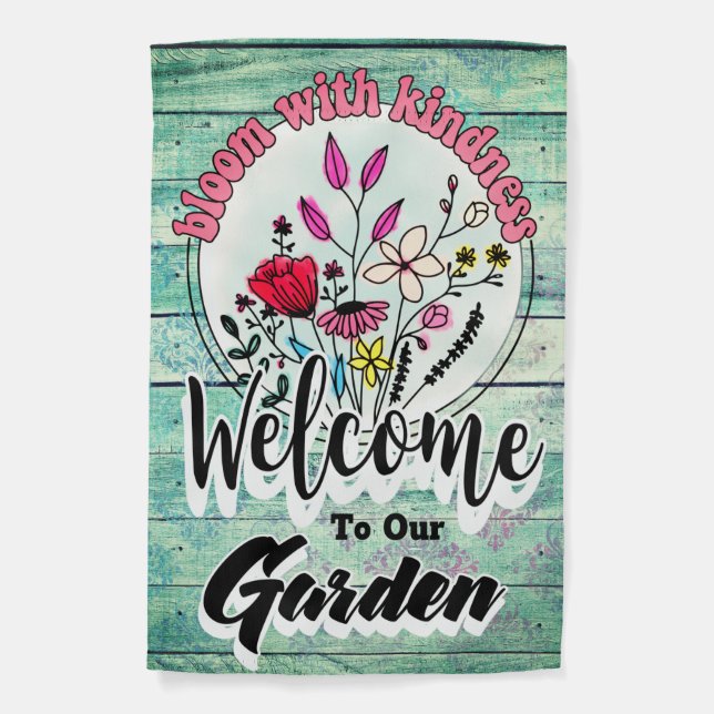 Welcome To Our Garden Summer Garden Flag (Front)