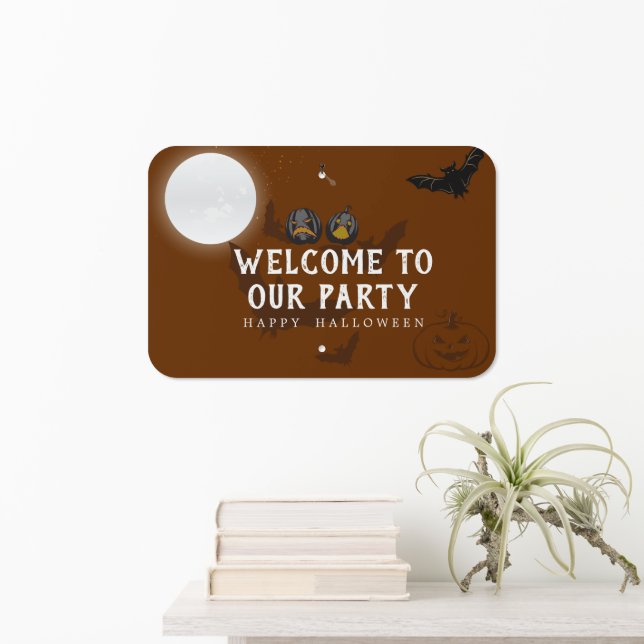 Welcome To Our Halloween Party , Trick or Treat  Metal Sign (In Situ(Wall))