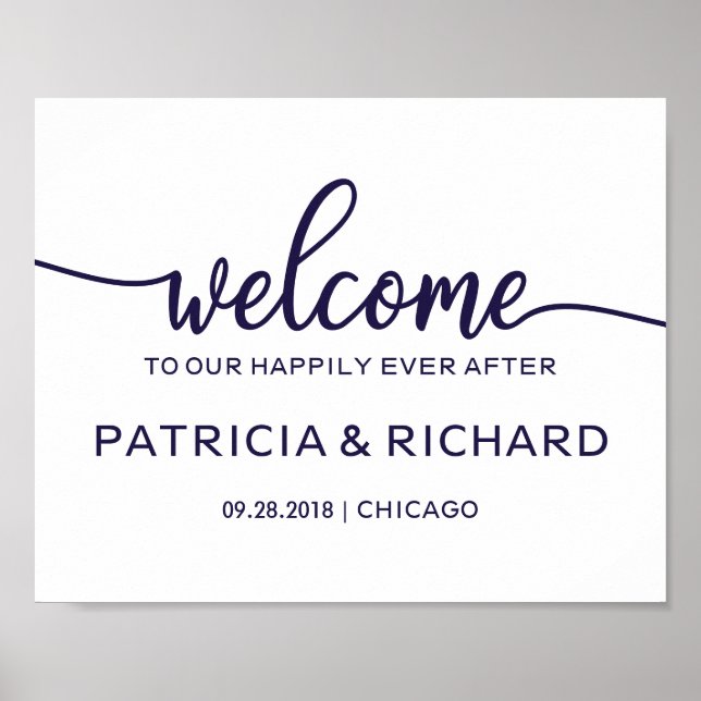 Welcome to our Happily Ever After Chic Navy Blue Poster (Front)