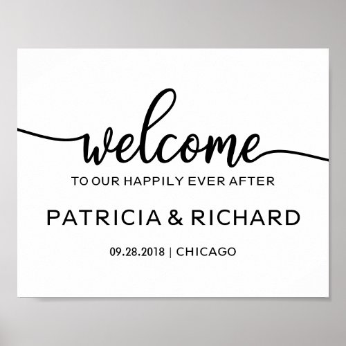 Welcome to our Happily Ever After Chic Script Sign