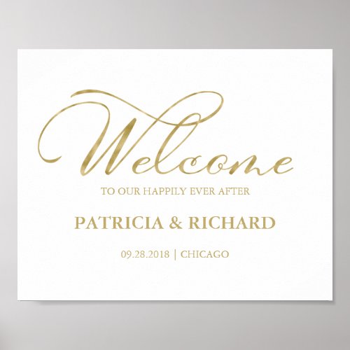 Welcome to our Happily Ever After gold Foil Sign