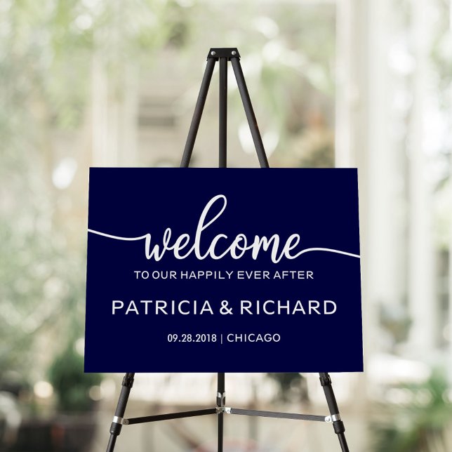 Welcome to our Happily Ever After Navy Blue Sign  (Creator Uploaded)