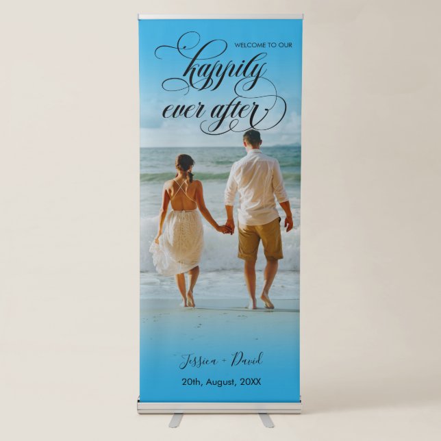 Welcome To Our Happily Ever After Summer Wedding Retractable Banner (Front)