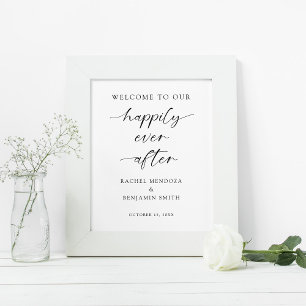Welcome to our Happily Ever After Wedding Elegant Poster