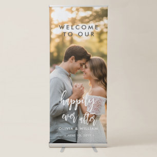 Welcome To Our Happily Ever After Wedding Photo Retractable Banner
