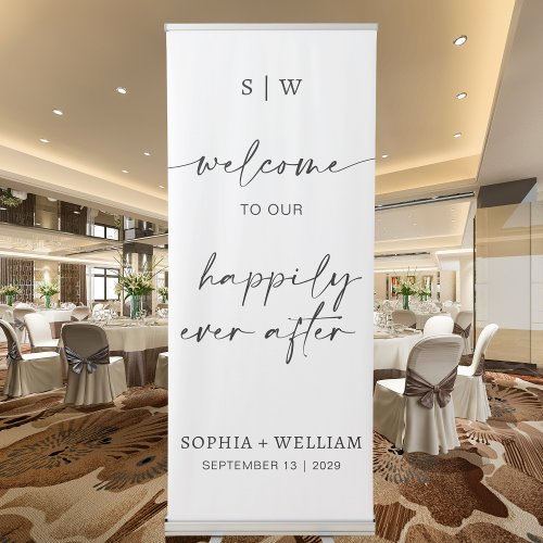 Welcome To Our Happily Ever After Wedding Photo Retractable Banner