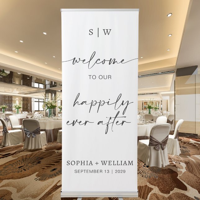 Welcome To Our Happily Ever After Wedding Photo Retractable Banner (Creator Uploaded)