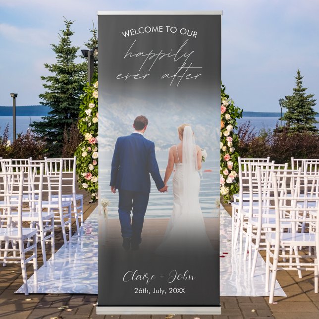 Welcome To Our Happily Ever After Wedding Photo  Retractable Banner (Creator Uploaded)